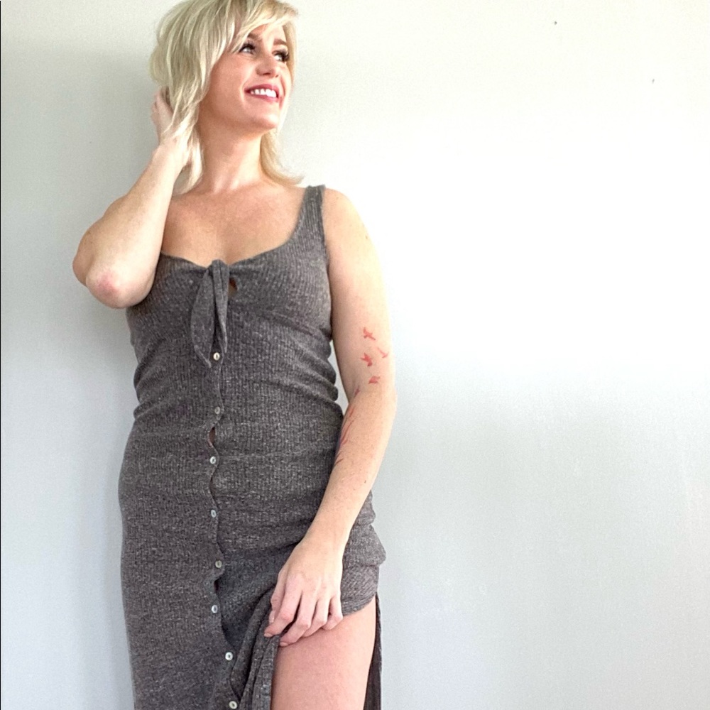 Button down midi dress.
